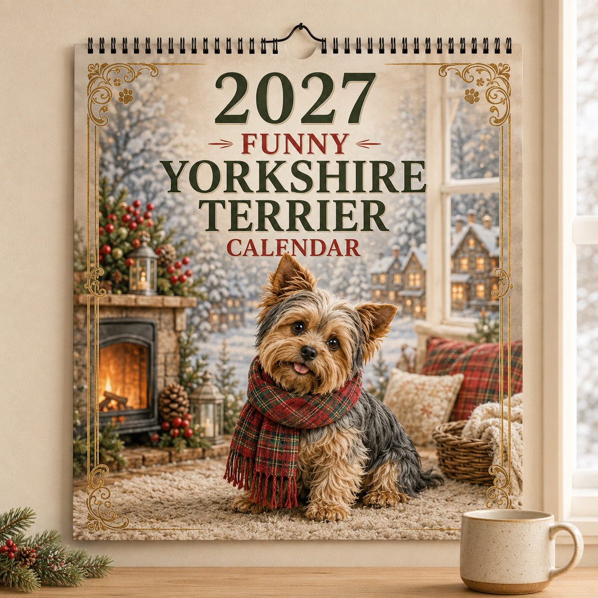 2027 Funny Yorkshire Terrier Wall Calendar | A4 Hanging Calendar-2