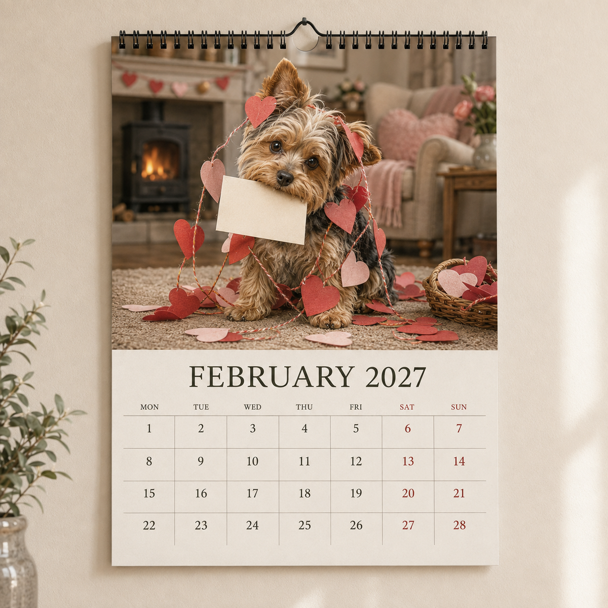 2027 Funny Yorkshire Terrier Wall Calendar | A4 Hanging Calendar