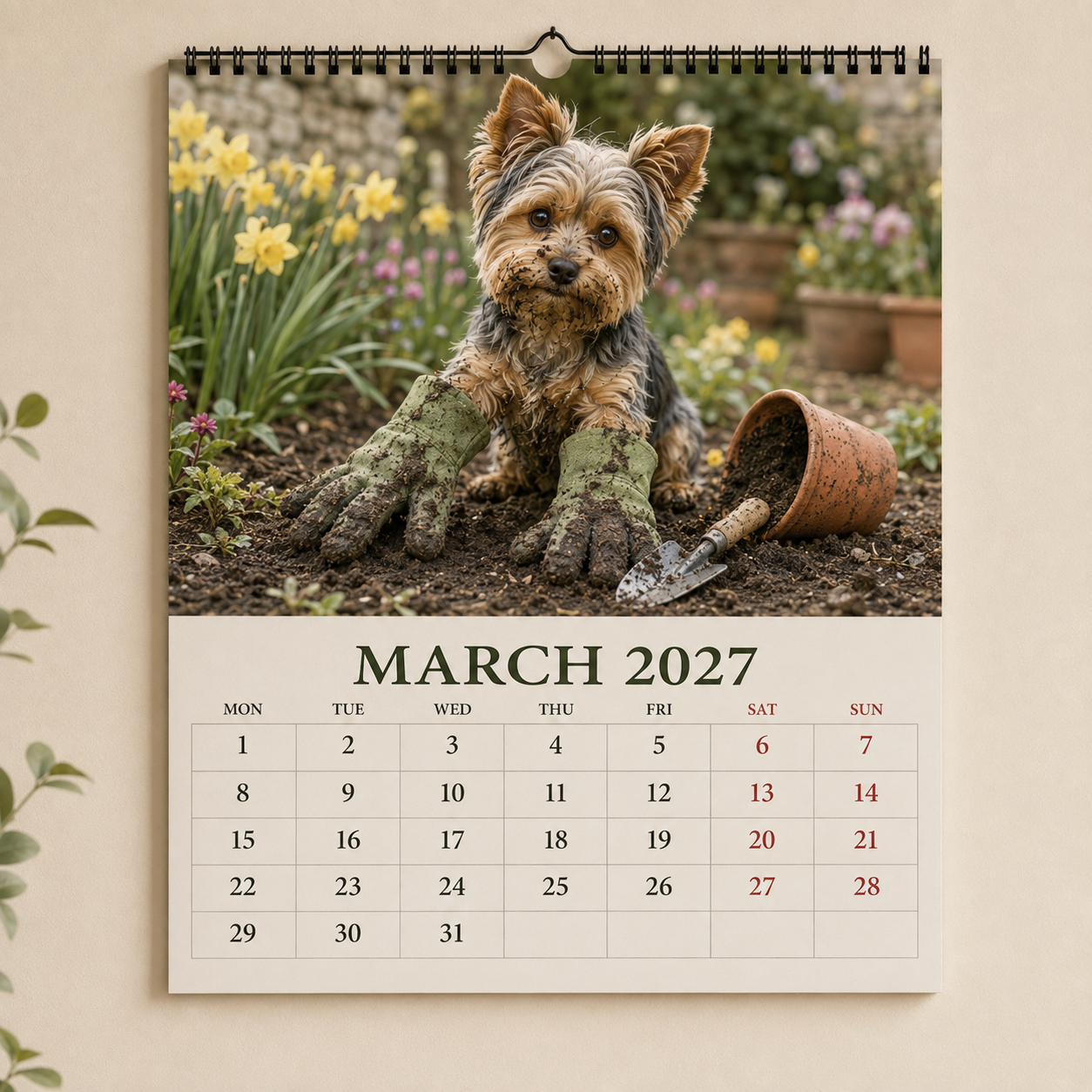 2027 Funny Yorkshire Terrier Wall Calendar | A4 Hanging Calendar
