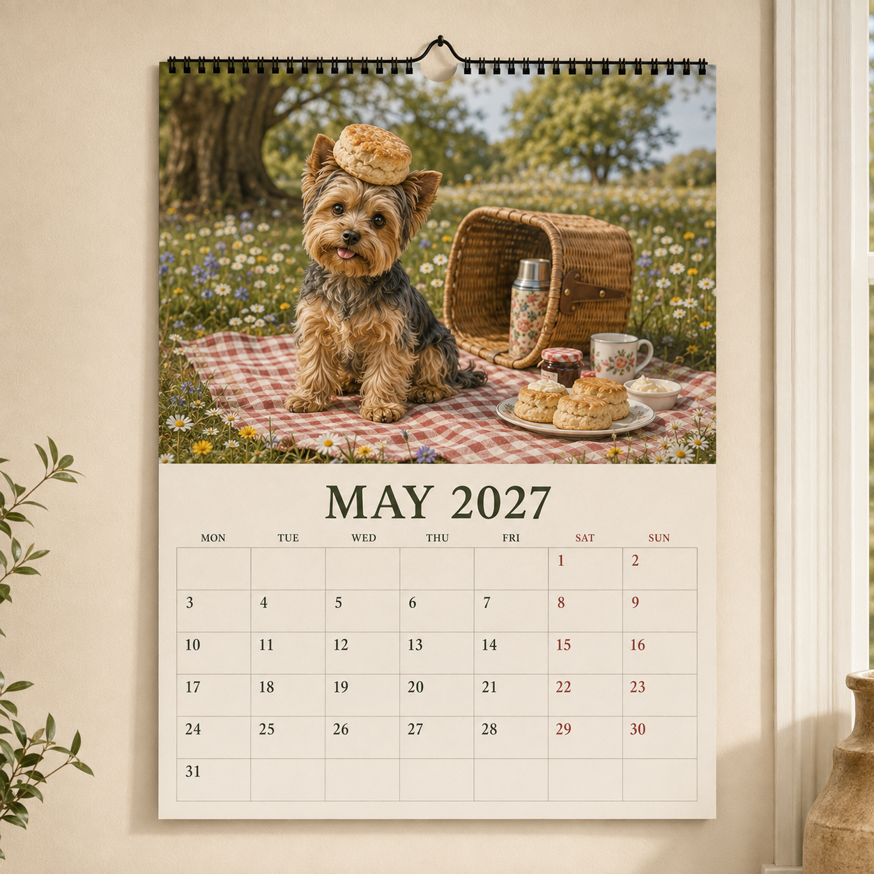 2027 Funny Yorkshire Terrier Wall Calendar | A4 Hanging Calendar