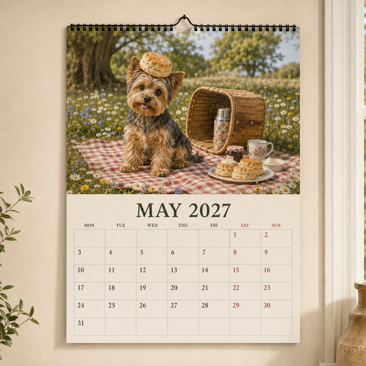 2027 Funny Yorkshire Terrier Wall Calendar | A4 Hanging Calendar-2