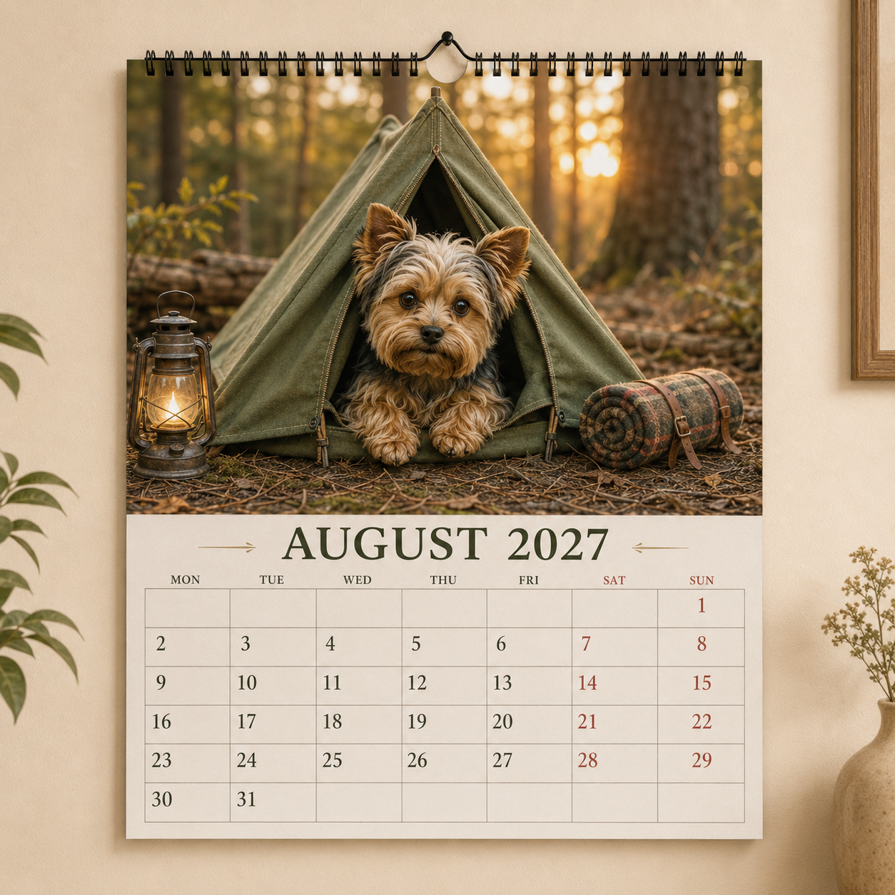 2027 Funny Yorkshire Terrier Wall Calendar | A4 Hanging Calendar
