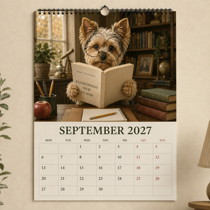 2027 Funny Yorkshire Terrier Wall Calendar | A4 Hanging Calendar