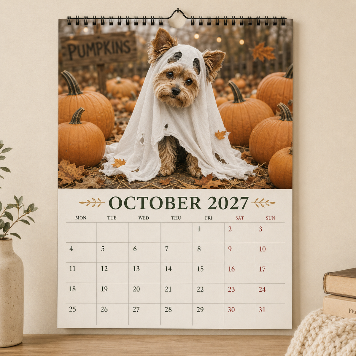 2027 Funny Yorkshire Terrier Wall Calendar | A4 Hanging Calendar