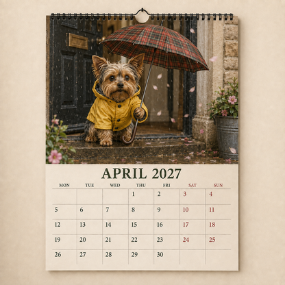 2027 Funny Yorkshire Terrier Wall Calendar | A4 Hanging Calendar