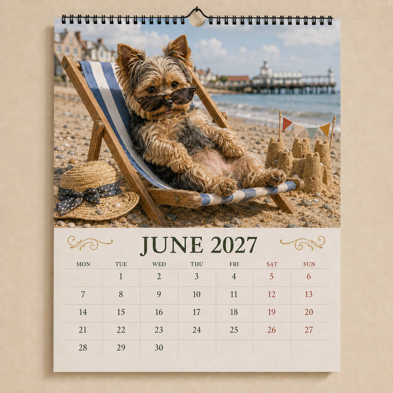 2027 Funny Yorkshire Terrier Wall Calendar | A4 Hanging Calendar