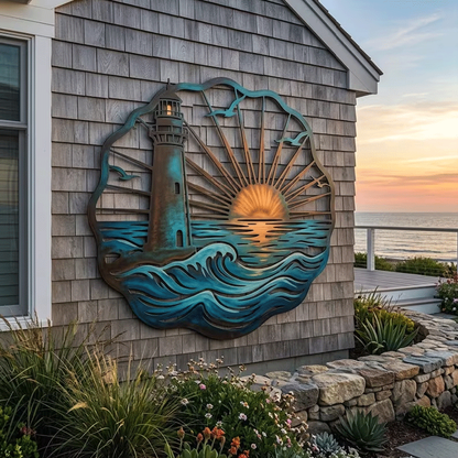 🌅 Golden Harbour Mural – Vintage Coastal-Style Metal Wall Decoration⚓