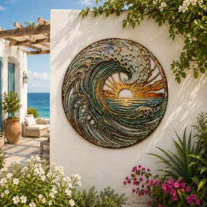 🌅 Golden Harbour Mural – Vintage Coastal-Style Metal Wall Decoration⚓