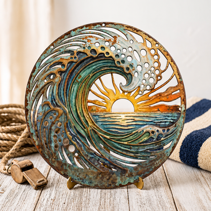 🌅 Golden Harbour Mural – Vintage Coastal-Style Metal Wall Decoration⚓