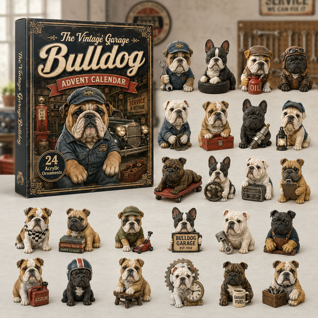🐶The Vintage Garage Bulldog Advent Calendar 2026 - 24-Day Festive Countdown