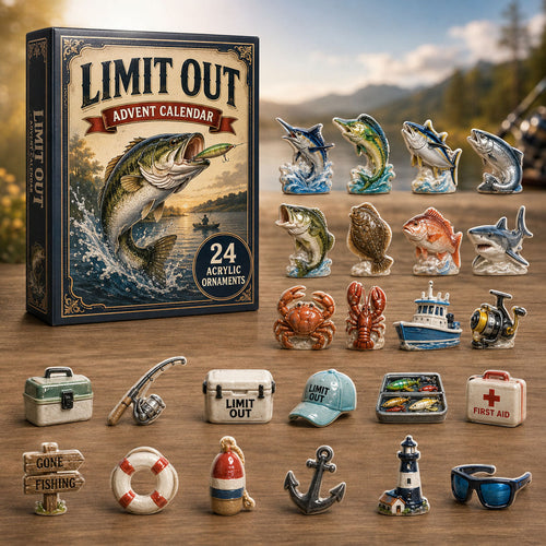 CHRISTMAS KICKOFF 40% OFF - Limit Out Fishing Advent Calendar 2026 - 24-Day Festive Countdown, Acrylic Charms Blind Box - Gift For Fish Lovers