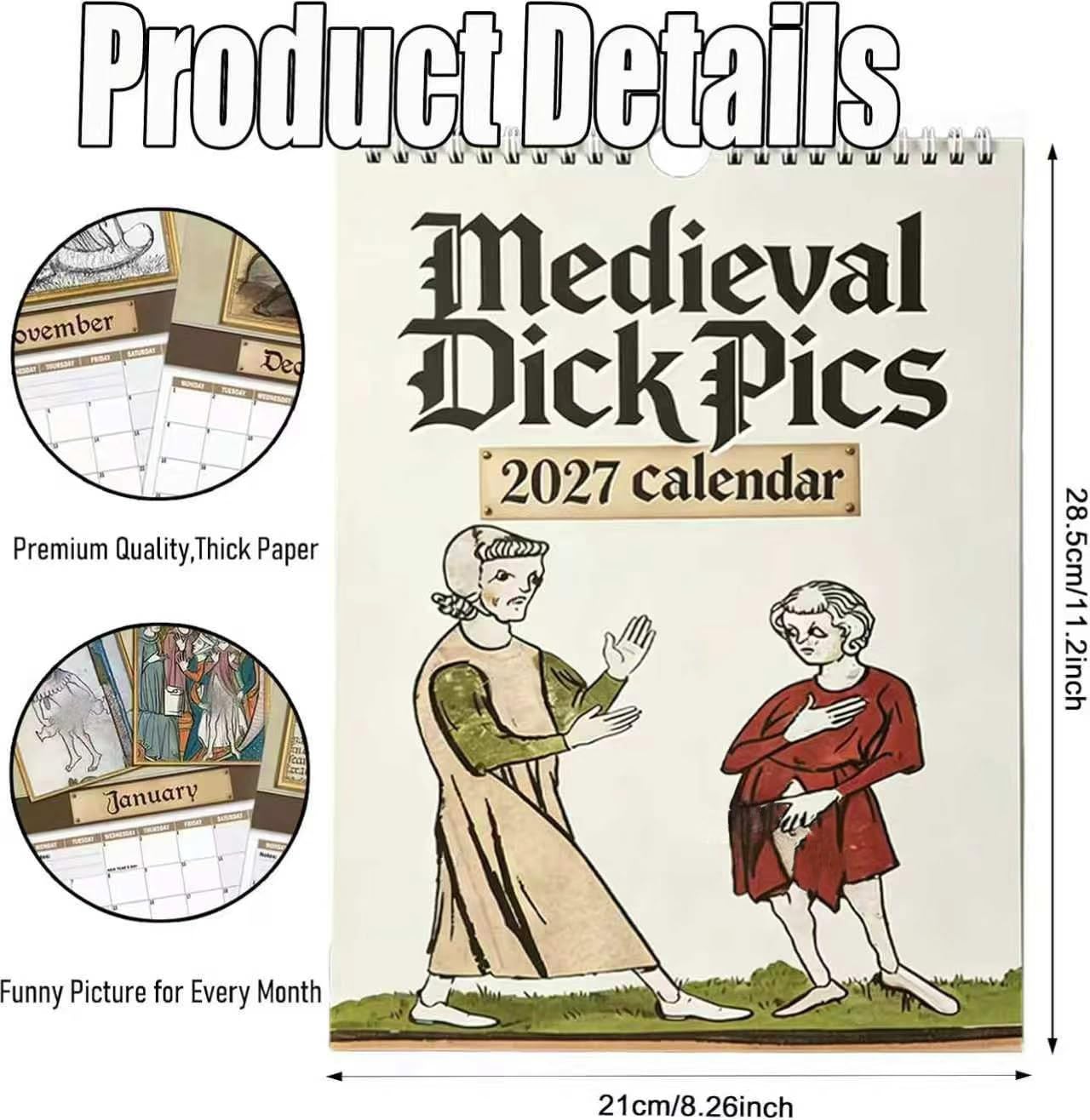 🎄Christmas Sale - 49% Off-Funny Medieval Pics Wall Calender 2027