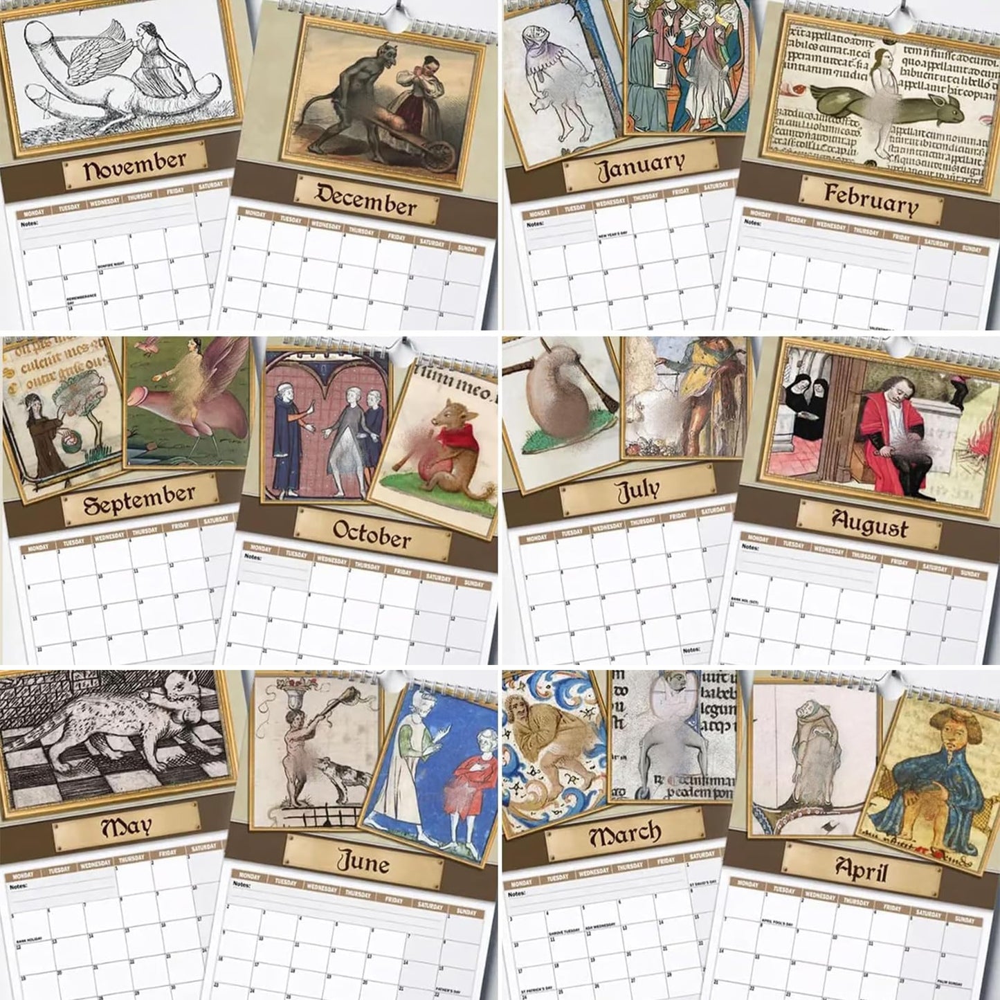🎄Christmas Sale - 49% Off-Funny Medieval Pics Wall Calender 2027