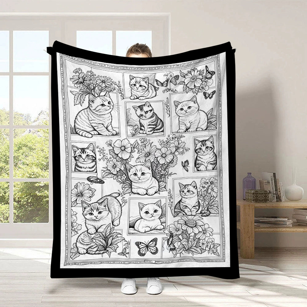 🎨Halloween Colouring Sherpa Blanket| Washable, Reusable, DIY Spooky Decor & Family Craft Gift