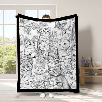 🎨Halloween Colouring Sherpa Blanket| Washable, Reusable, DIY Spooky Decor & Family Craft Gift