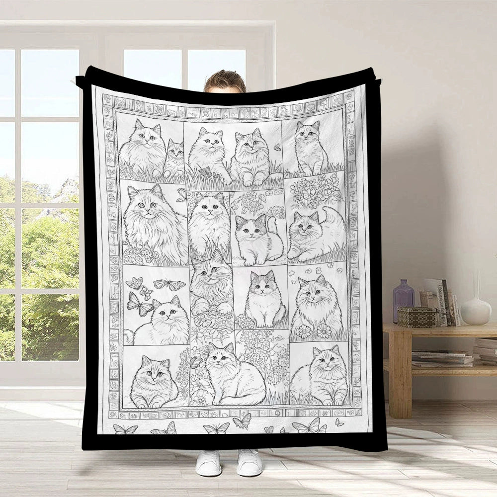 🎨Halloween Colouring Sherpa Blanket| Washable, Reusable, DIY Spooky Decor & Family Craft Gift