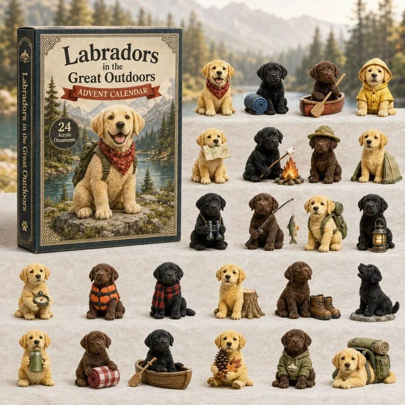 🎄 2026 Mountain Forest Backpack Labrador Blind Box - 24-Day Festive Countdown, Acrylic Charms Blind Box - Gift For Dog Lovers