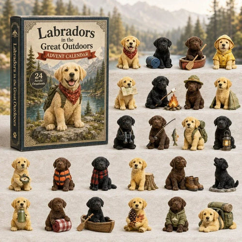 🎄 2026 Mountain Forest Backpack Labrador Blind Box - 24-Day Festive Countdown, Acrylic Charms Blind Box - Gift For Dog Lovers