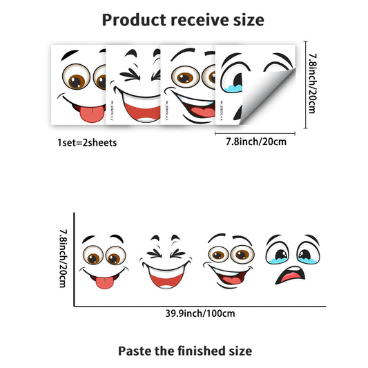 🔥Cartoon Face Stickers, Self-Adhesive Removable Decals with Glossy Finish, Multi-Surface Decor