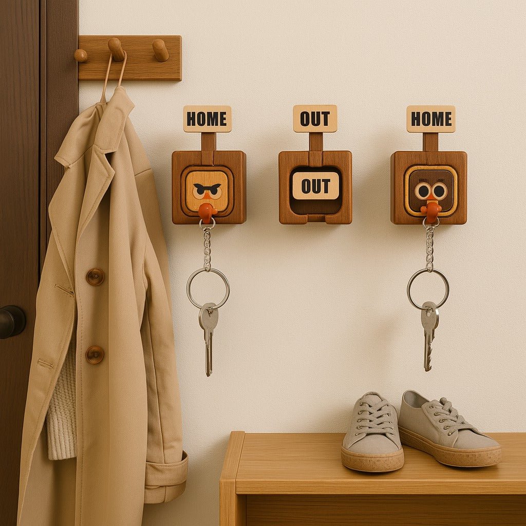 Creative Wooden Key Hooks with Funny Facial Expressions 