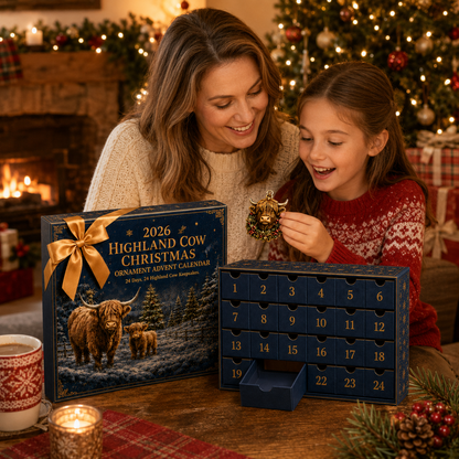 🐮2026 Highland Cow Christmas Ornament Advent Calendar – 24 Cozy Farmhouse Keepsakes