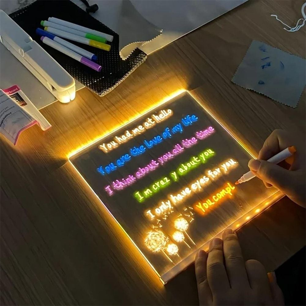 🎨 LED Note Board with Colored Pens🖌