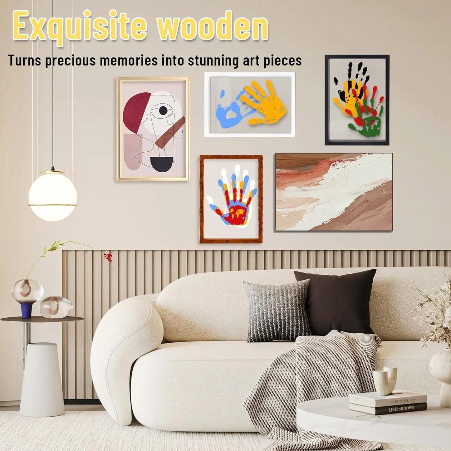 Wooden Transparent Handprint Frame Set, DIY Family Memorial Gift Kit