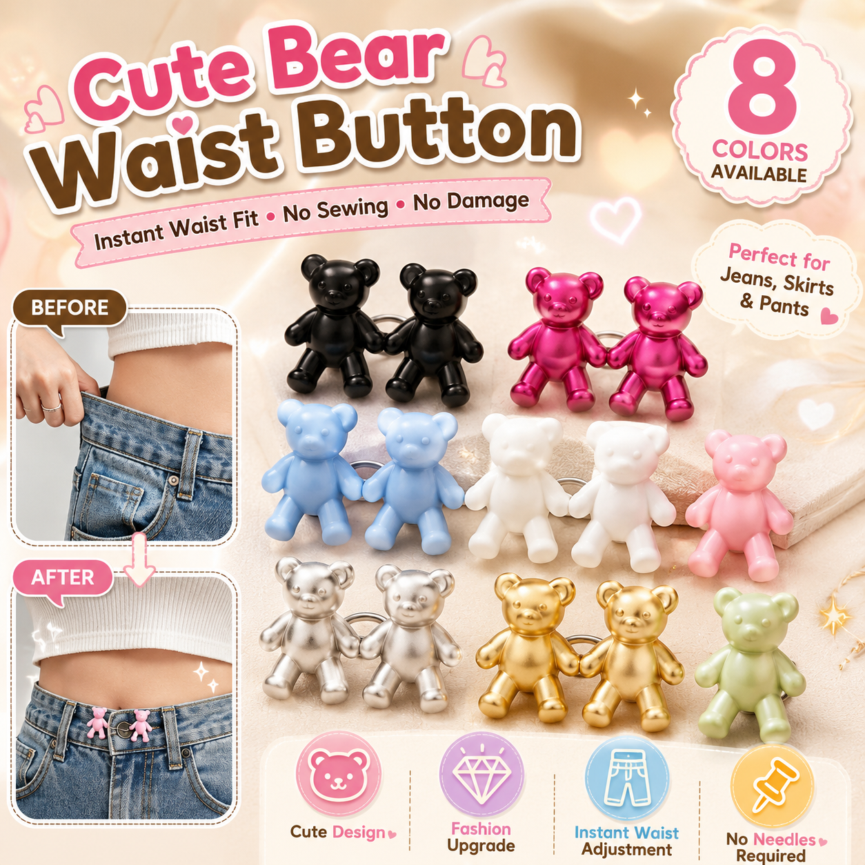 Bear-Shaped Belt Buckle, A Magical Tool For Adjusting Waist Size.