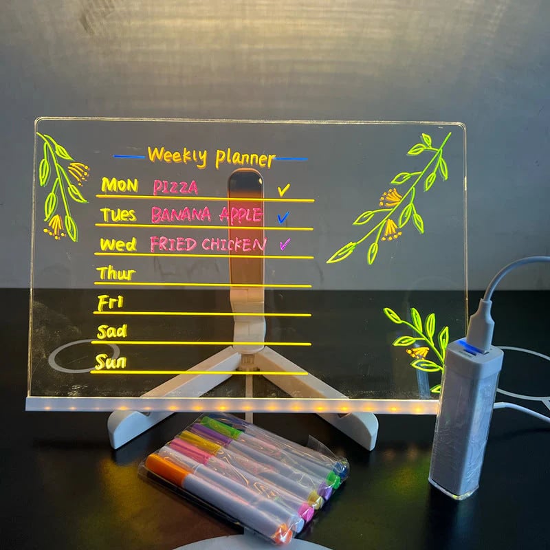 🎨 LED Note Board with Colored Pens🖌