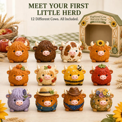 🐮 Highland Cow Squishy Collection | 12-Piece Harvest Herd or 24-Piece Holiday Collector’s Edition with Unique Characters & Secret Cow ✨(📦Buy 2 Free Shipping)