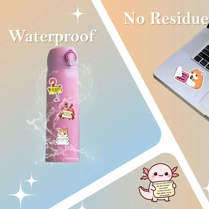 50 Pcs/1 Pack🤗 Positive Emotional Support Buddies Stickers – Inspirational, Waterproof & No Residue🎁 Uplifting Gifts for Kids, Teens, Coworkers & Yourself 😻
