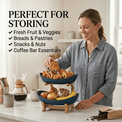 🍓2-Tier Fruit Basket, Countertop Fruit Bowl(Includes Stand)