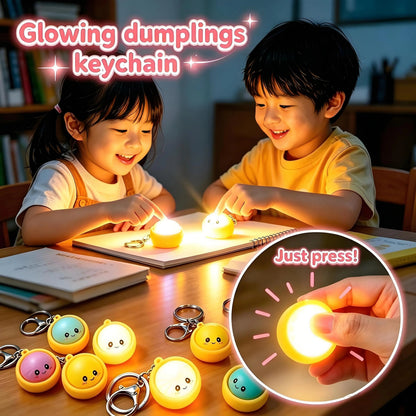 Cute Dumpling Pressable Fidget Keychain - touch sensing light