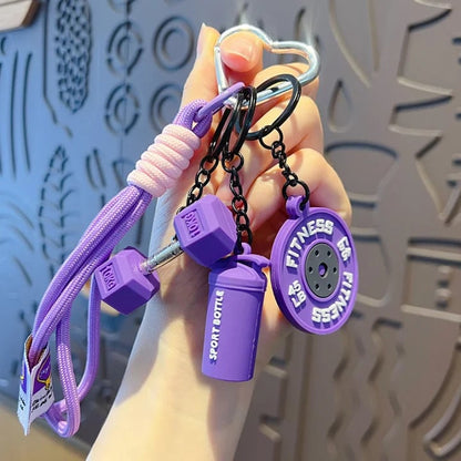 💪 Fitness Keychain Set – Dumbbell, Kettlebell & Weight Plate Pendant