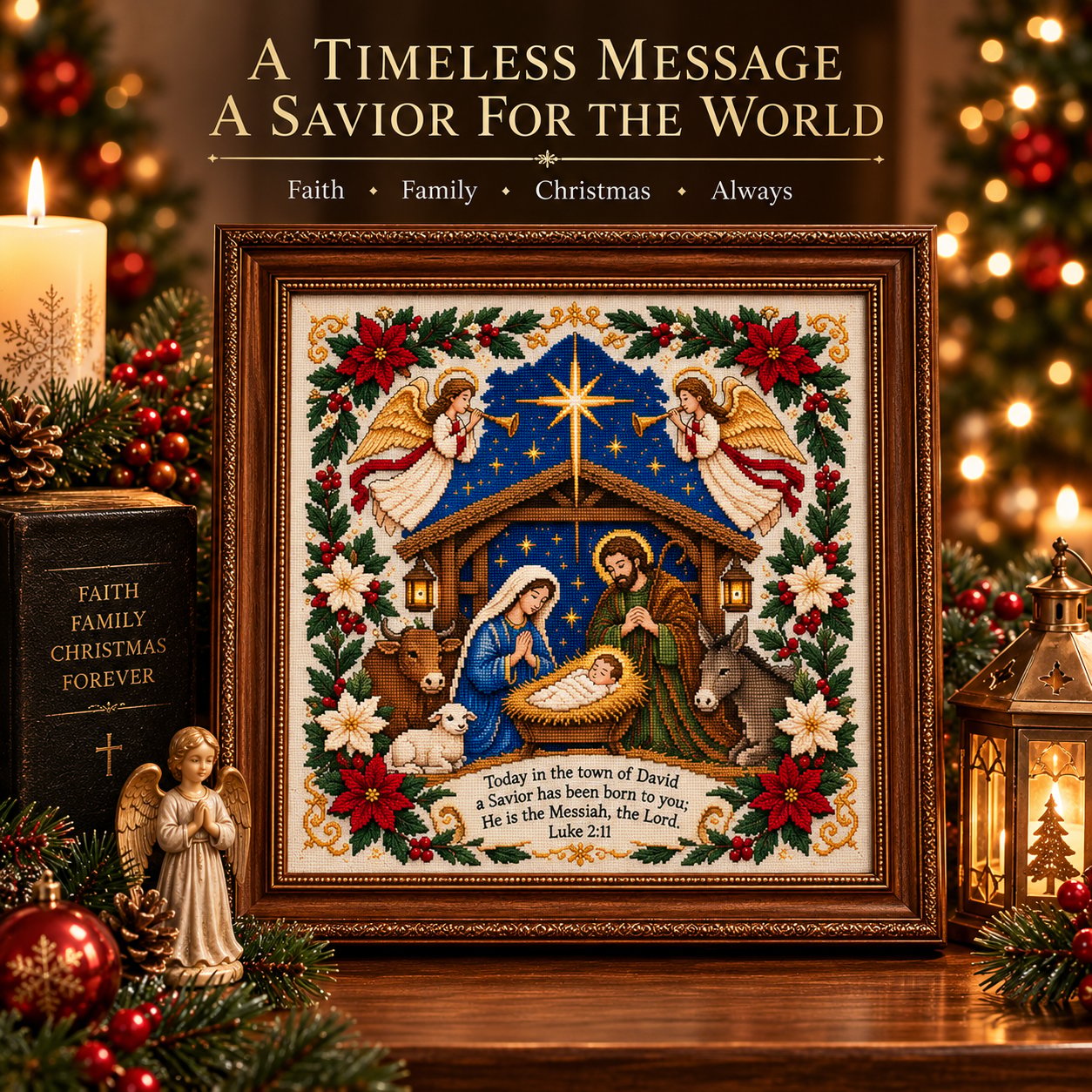 ✝️ Nativity Christmas Cross Stitch Kit – Stitch the Story of the First Christmas