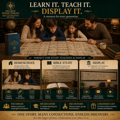 🔥📜Synchronological History Chart – 6,000 Years of Biblical & World Events in One Fold-Out Timeline