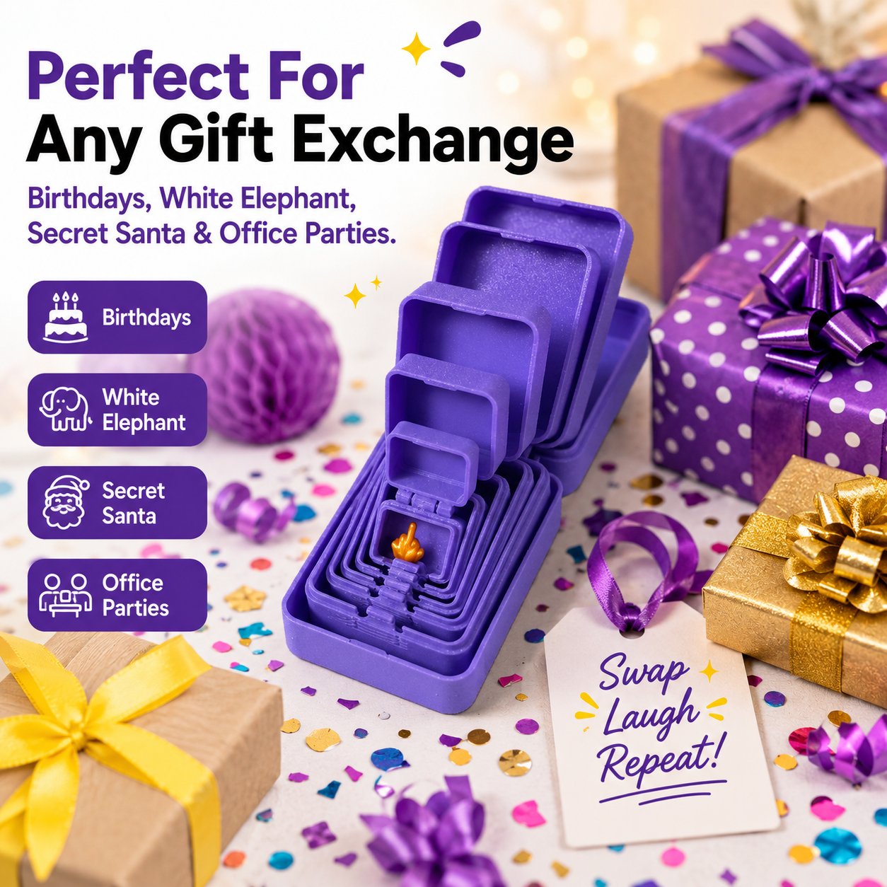 🖕Nested Middle Finger Prank Gift Box, 6-Layer Never Ending Surprise Gag Box