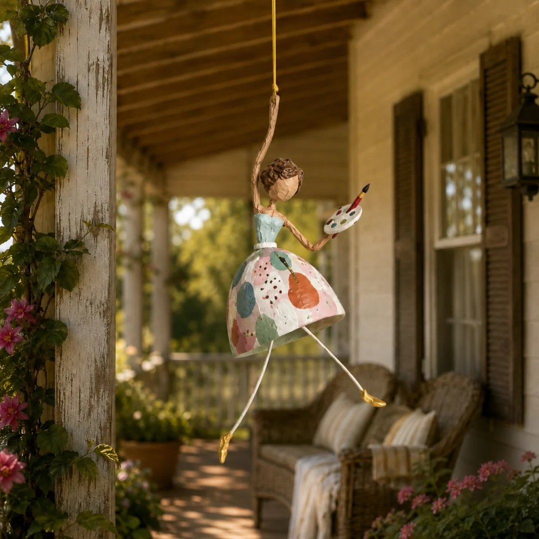 🌸 Whimsical Dancing Lady Hanging Ornament | Vintage Folk-Art Décor with Wind-Activated Swaying Design & Playful Dangling Details ✨