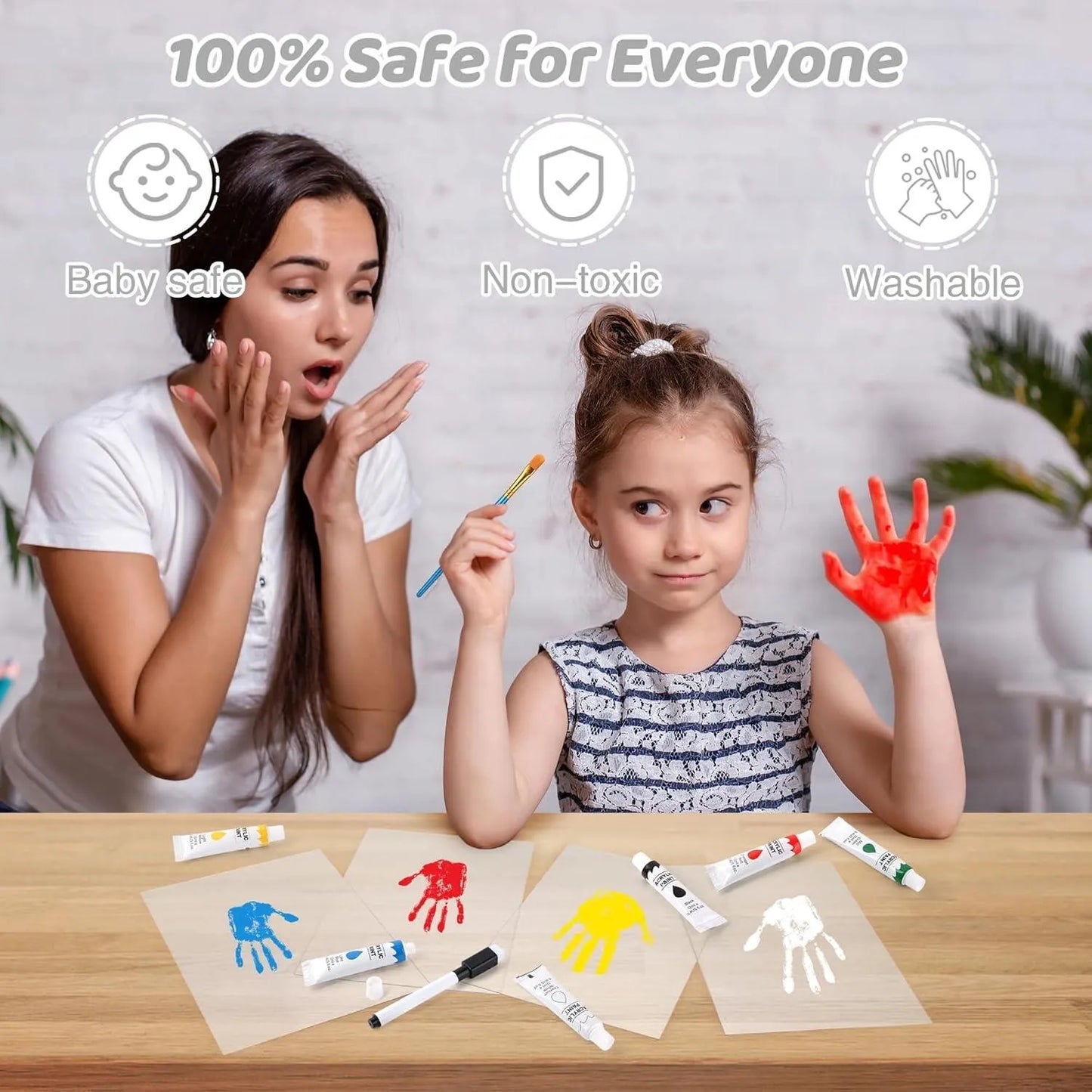 Wooden Transparent Handprint Frame Set, DIY Family Memorial Gift Kit