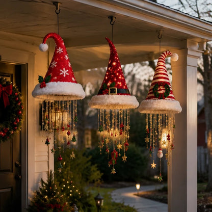 🎅 Light-Up Christmas Hat Chandelier 🎄| 5 Styles Warm LED Christmas StringLight | Indoor Outdoor Porch HolidayDecor Gift