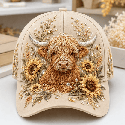 🦬3D Highland Cow Embroidery Cap🧢(Breathable & Lightweight Comfort & Unisex Fit)