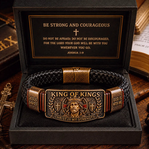 ✝️ King of Kings Faith Bracelet – Adjustable Christian Wristband Gift