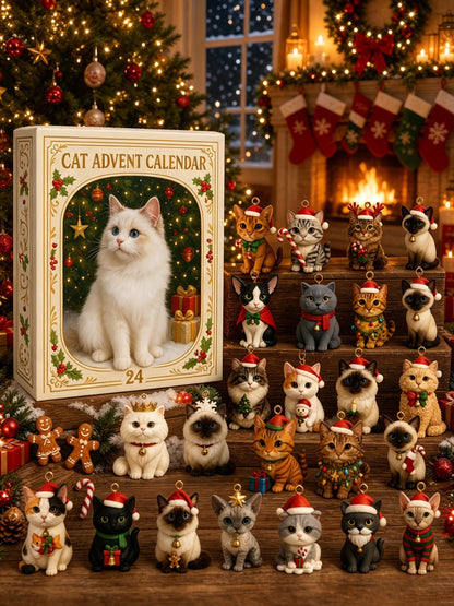 2026 Cat-Themed Advent Calendar - Christmas Holiday Countdown Gifts - 24 Cute Cat Decorations - Christmas Tree Ornaments