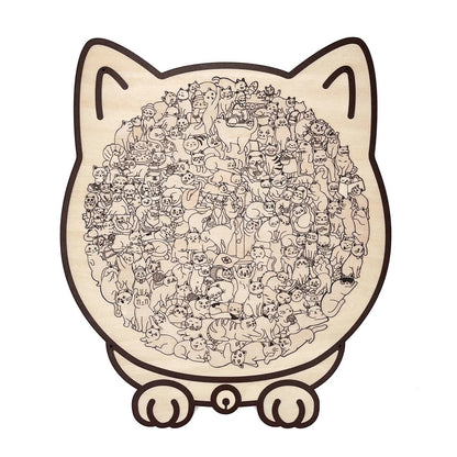 Cat Shaped Wooden Jigsaw Puzzle