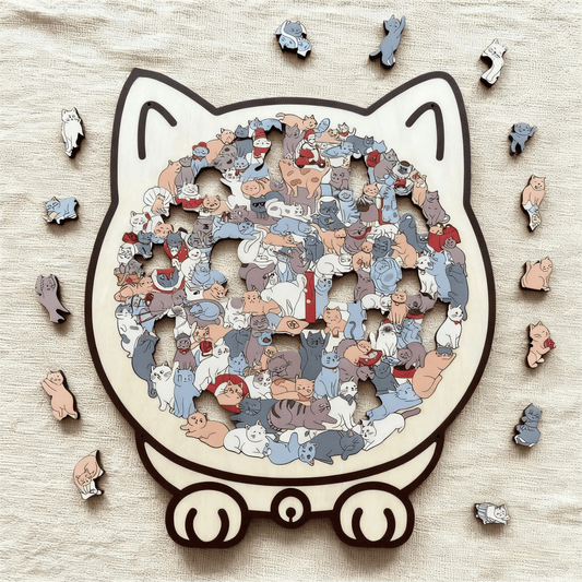 Cat Shaped Wooden Jigsaw Puzzle