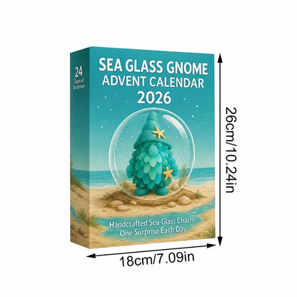 Sea Glass Gnome Advent Calendar 2026 | 24 Coastal Gnome Charms for Christmas Countdown, Tree Decor & Holiday Gifts 🎄✨