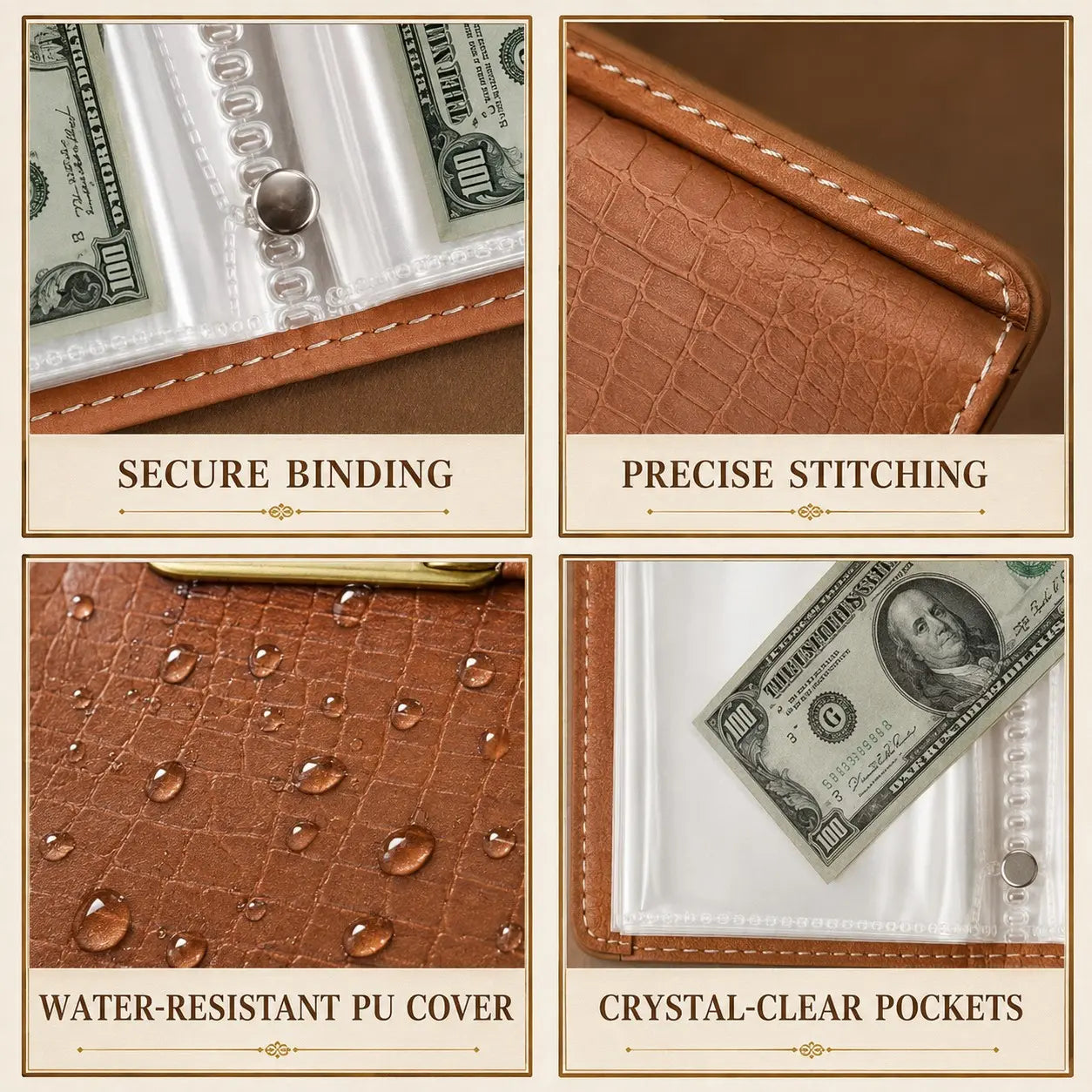 100‑Transparent‑Pocket Currency Collectors Album, Top‑Grade PU Leather📘 - image 10