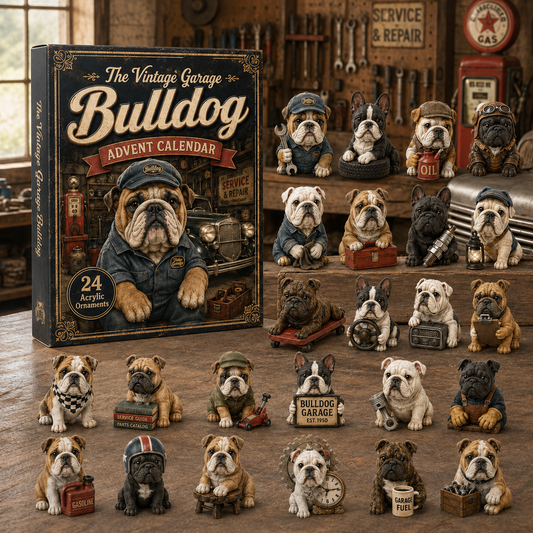 🐶The Vintage Garage Bulldog Advent Calendar 2026 - 24-Day Festive Countdown