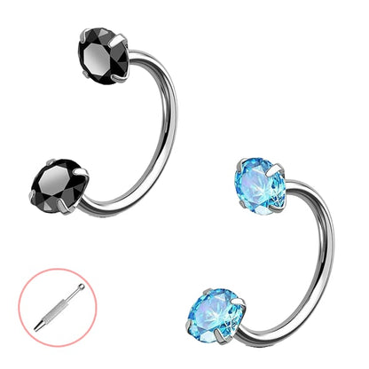 🔥Last Day 50% OFF - Horseshoe Gem Nose Ring – Internally Threaded & Comfortable