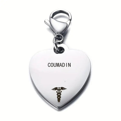 🔥💝Unique Heart-Shaped Medical ID Pendant Keyring🏥